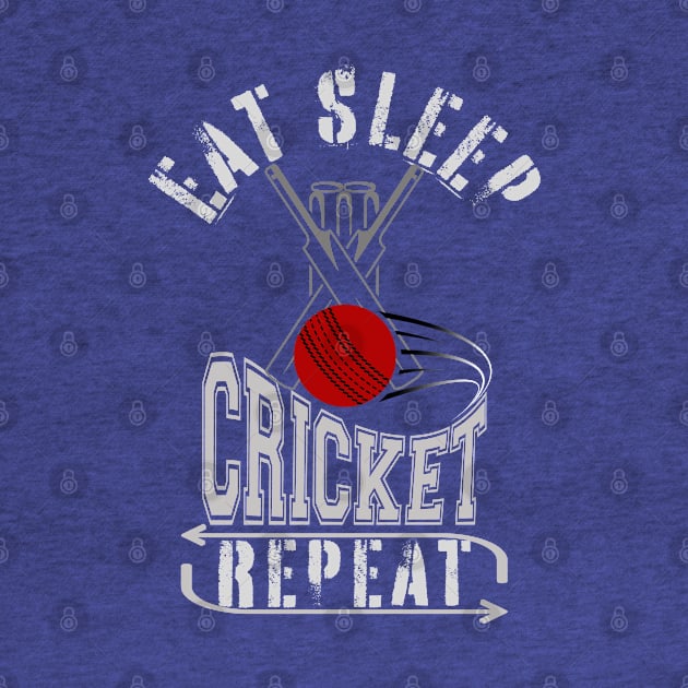 Eat Sleep Cricket Repeat by Green Gecko Creative